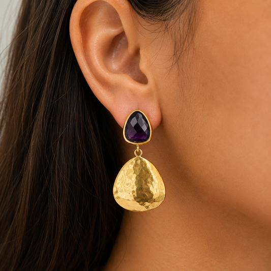 Amethyst Earrings- 18k Gold Plated on 925 Sterling Silver