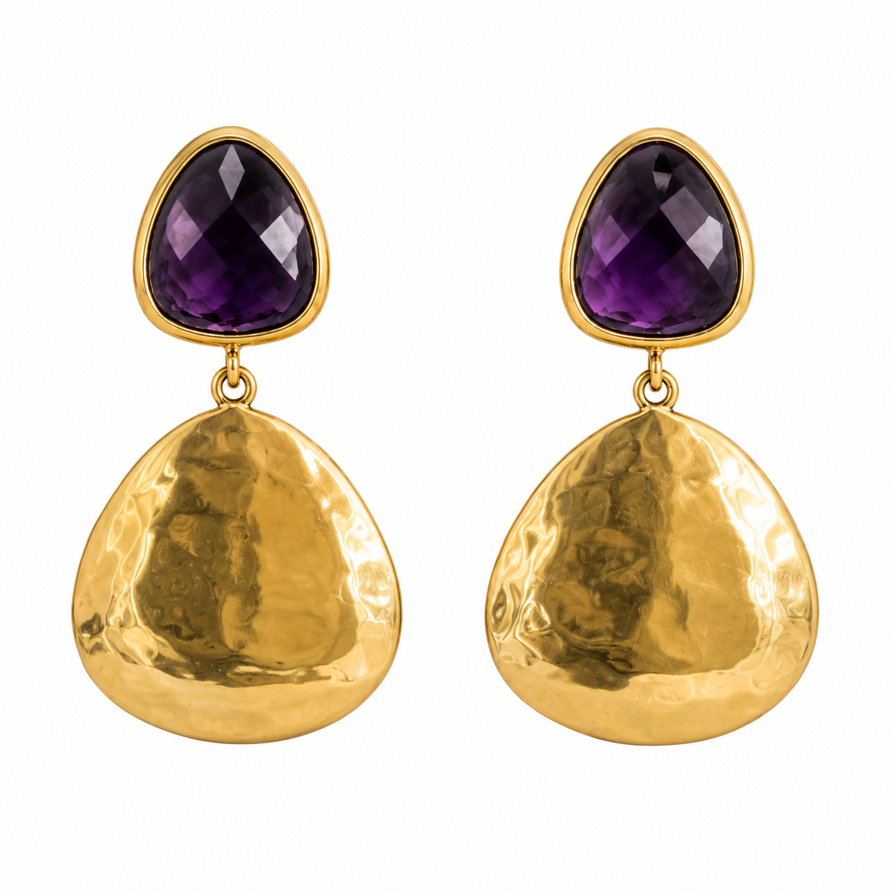 Amethyst Earrings- 18k Gold Plated on 925 Sterling Silver