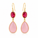 Pink Tourmaline and Pink Chalcedony Earrings- 18k Gold Plated on 925 Sterling Silver