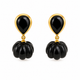 Black Onyx Pumpkin Carving Earrings- 18k Gold Plated Over 925 Sterling Silver