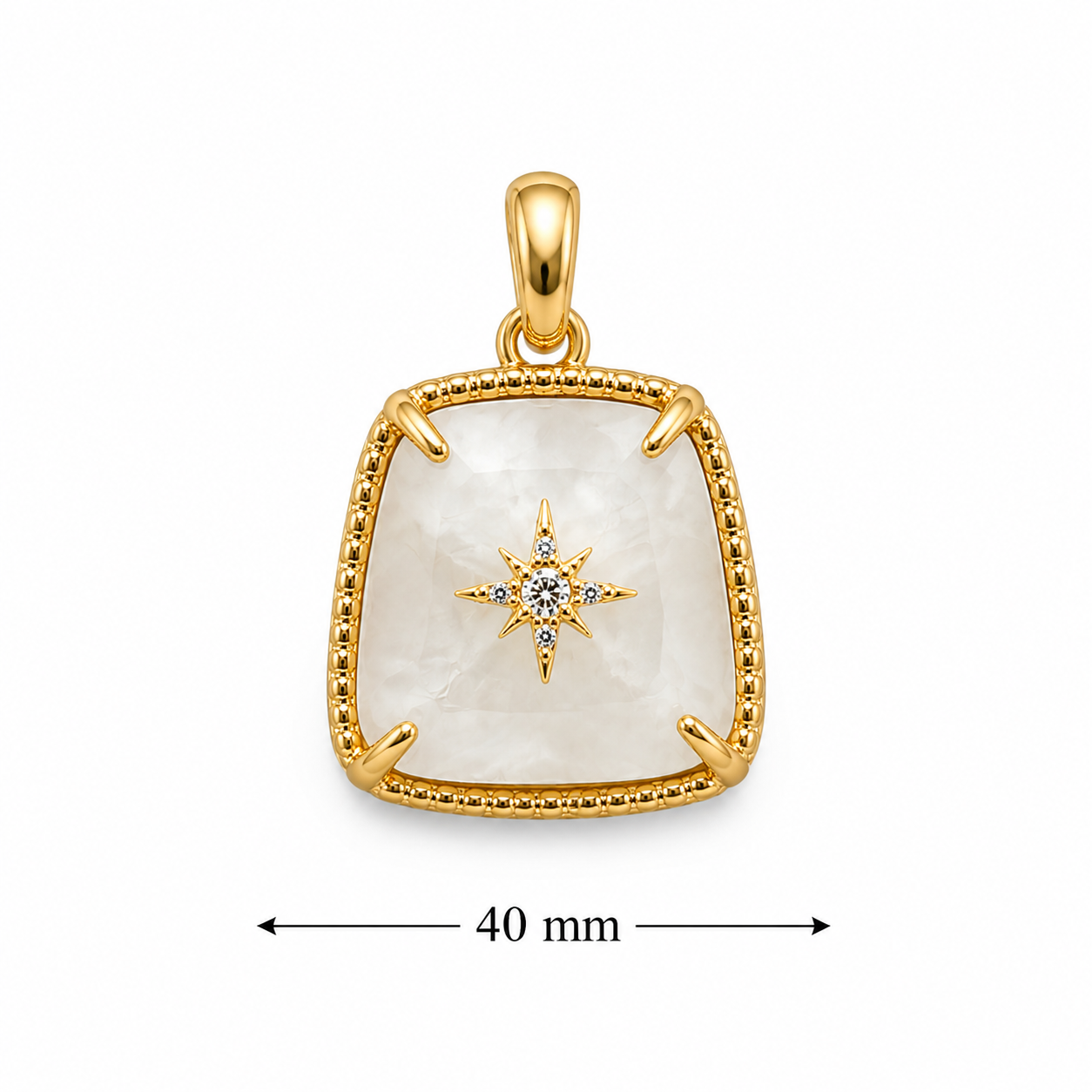 Rainbow Moonstone and White Topaz Necklace- 18k Gold Plated Over 925 Sterling Silver
