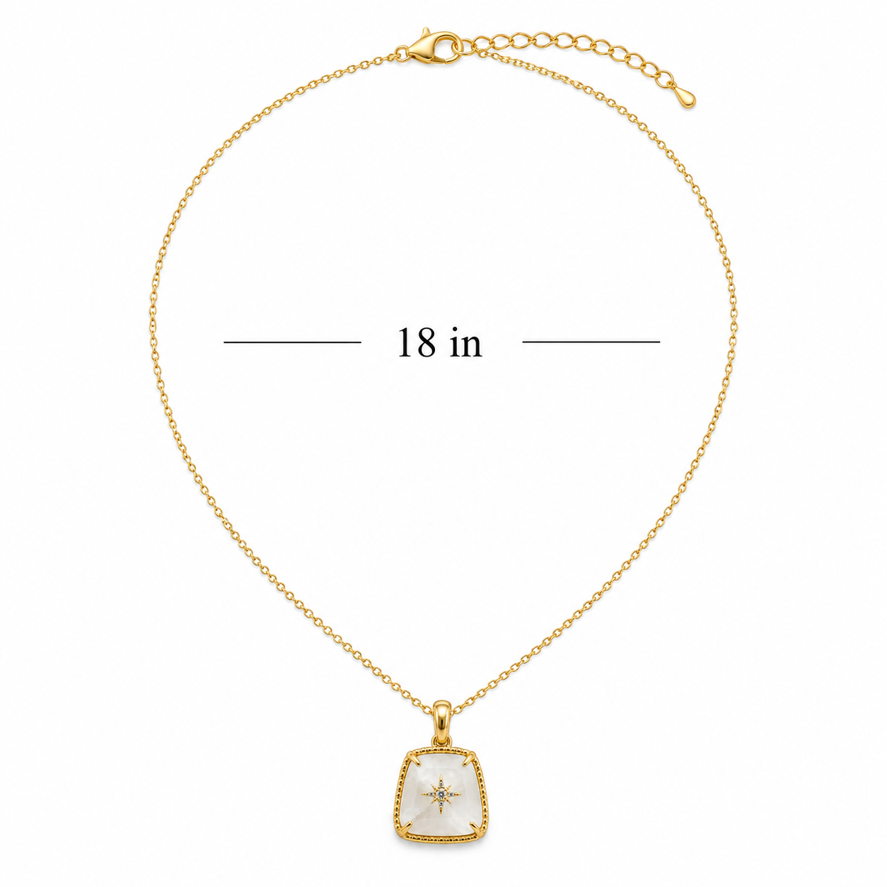 Rainbow Moonstone and White Topaz Necklace- 18k Gold Plated Over 925 Sterling Silver