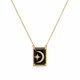 Black Onyx and White Topaz Crescent Necklace- 18k Gold Plated over 925 Sterling Silver