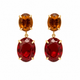 Red Garnet and Citrine Earrings- 18k Gold Plated over 925 Sterling Silver