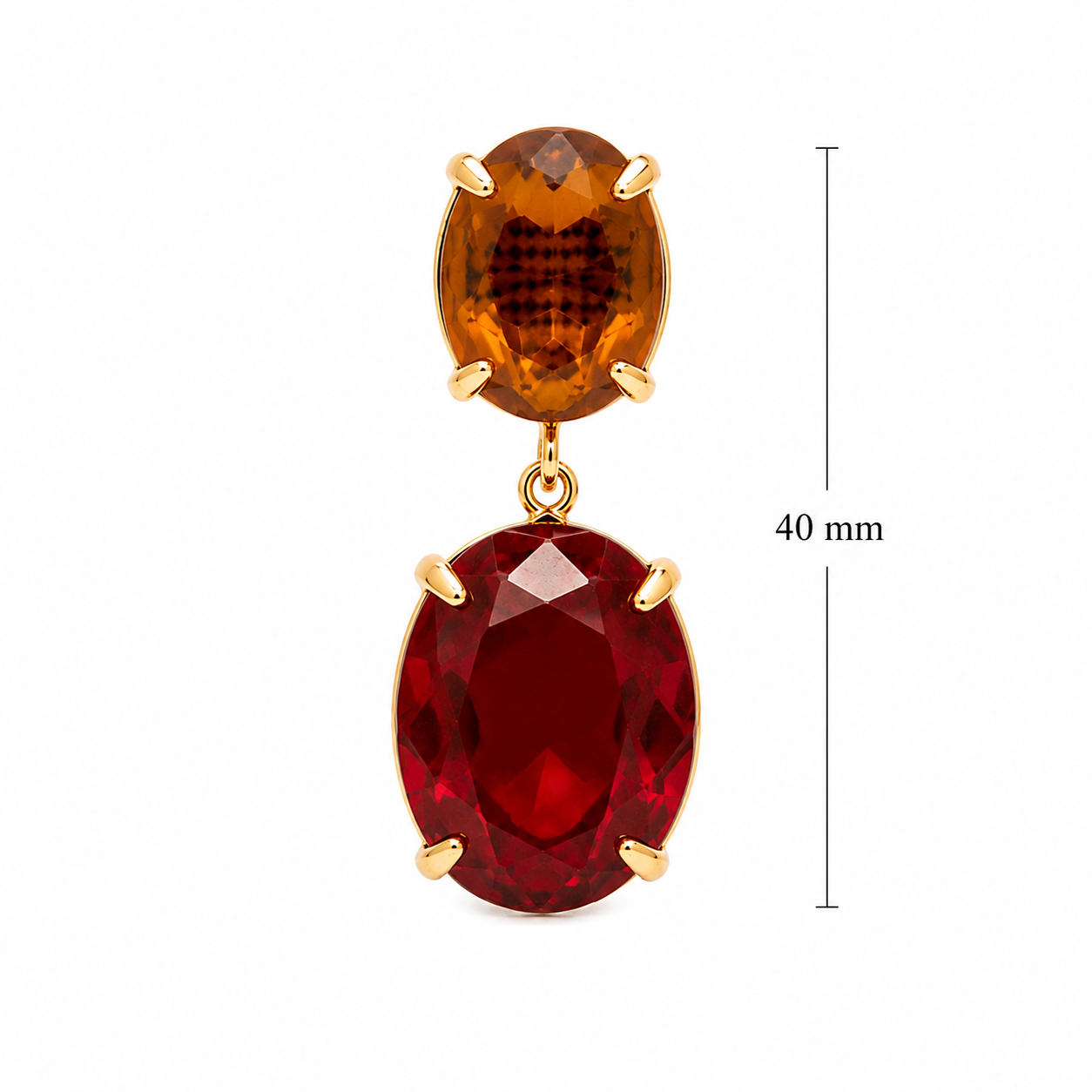Red Garnet and Citrine Earrings- 18k Gold Plated over 925 Sterling Silver