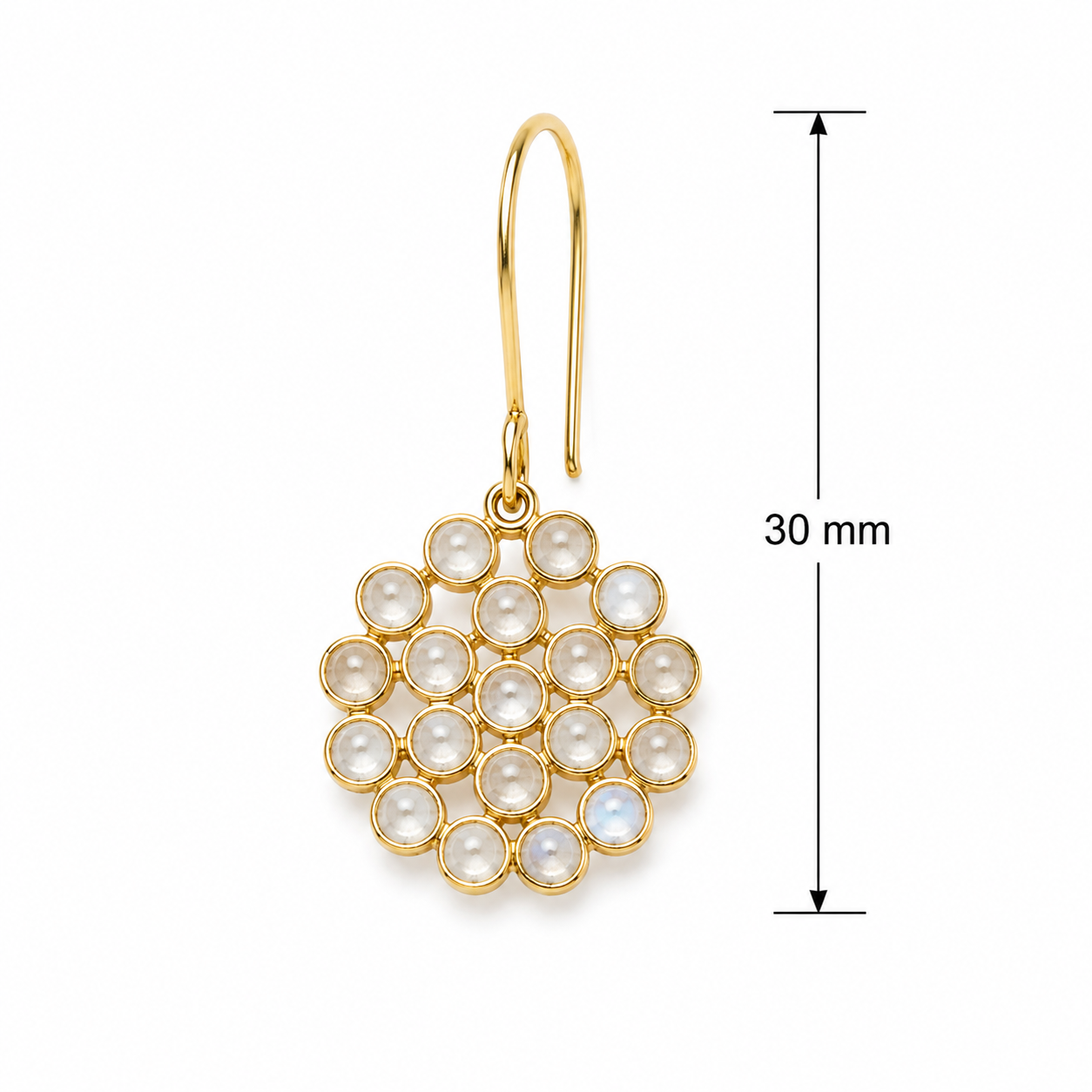 Rainbow Moonstone Flower Earrings- 18k Gold Plated on 925 Sterling Silver