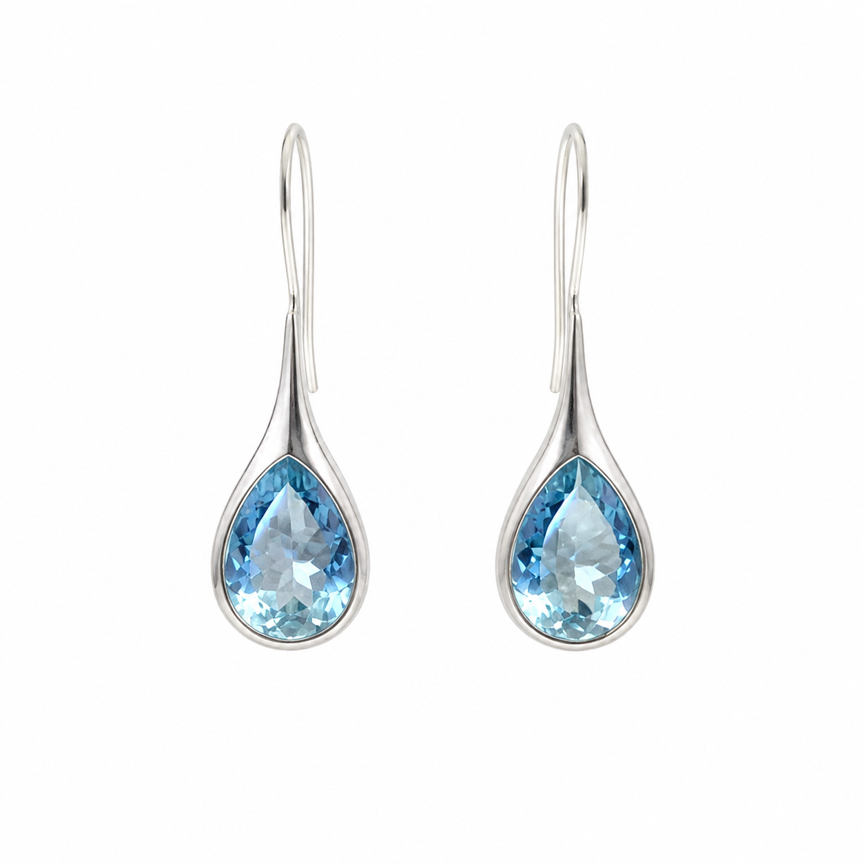 Blue Topaz Drop Earrings on 925 Sterling Silver