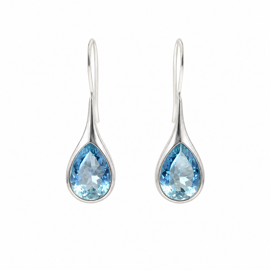 Blue Topaz Drop Earrings on 925 Sterling Silver