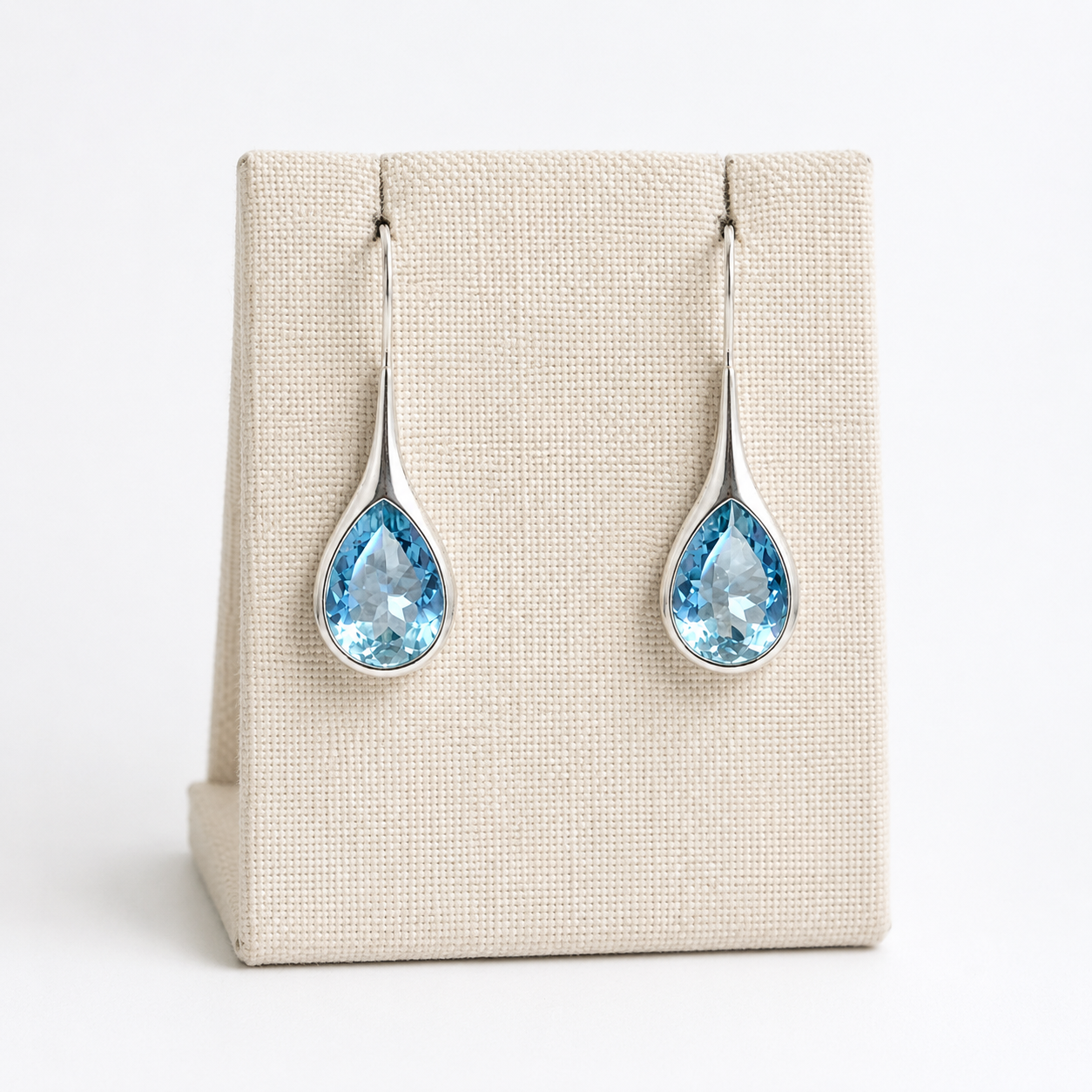 Blue Topaz Drop Earrings on 925 Sterling Silver