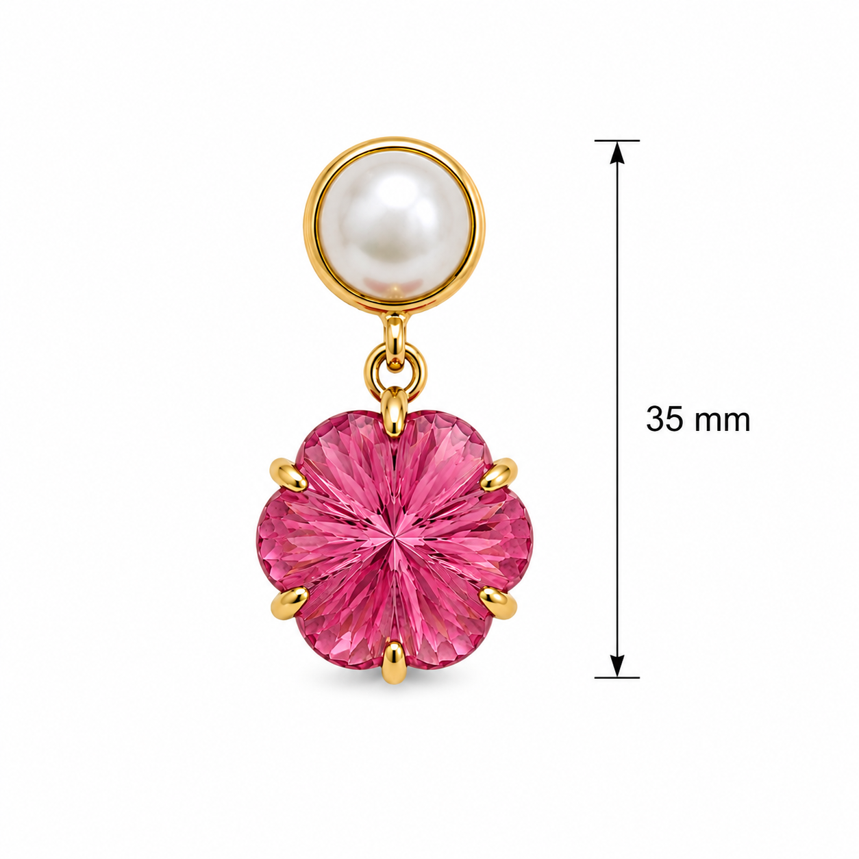 Pink Tourmaline and Freshwater Pearls- 18k Gold Plated over 925 Sterling Silver