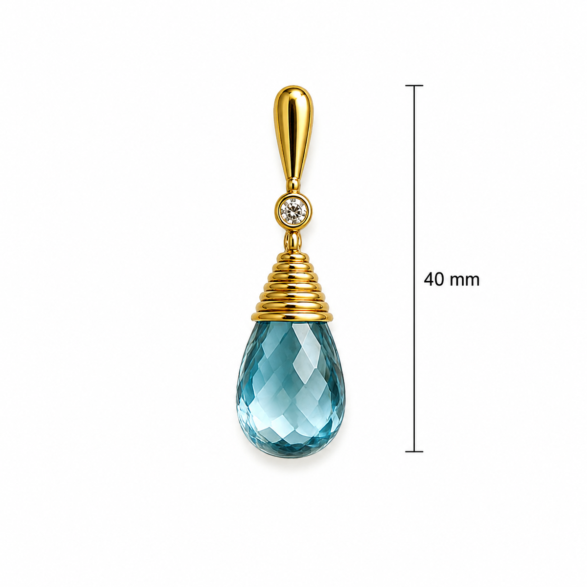 Blue Topaz and White Topaz Earrings- 18k Gold Plated Over 925 Sterling Silver