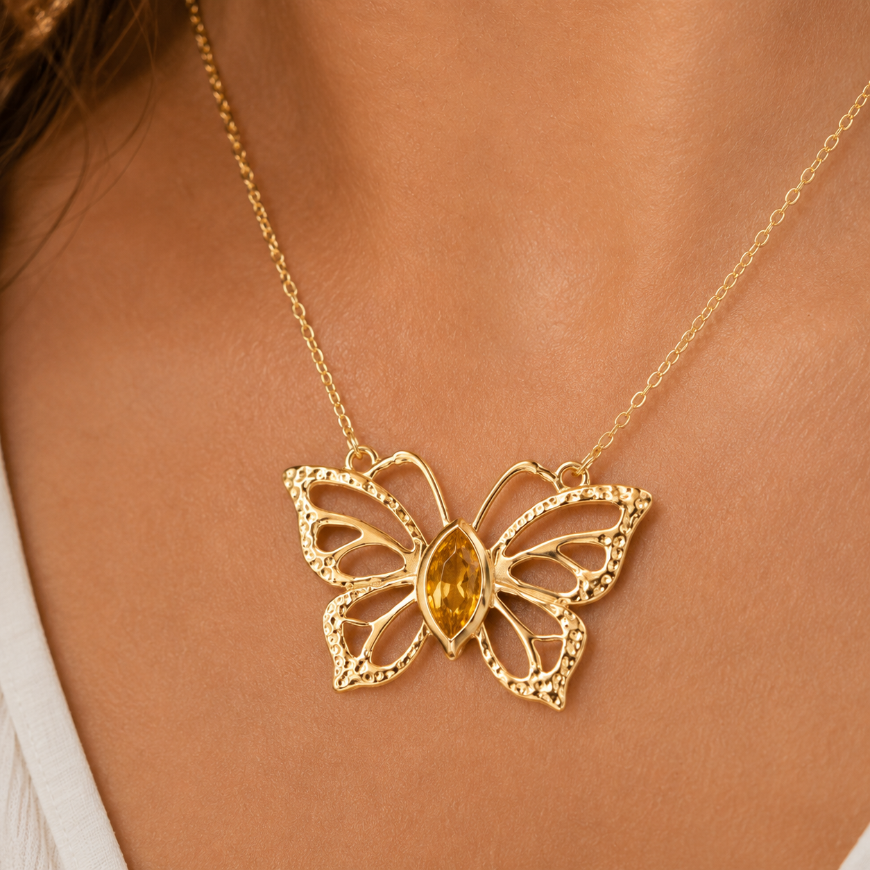 Butterfly Necklace- 925 Sterling Silver 18k Gold Plated