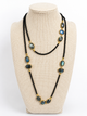 Black Onyx & Labradorite Station Necklace 925 Sterling Silver 18k Gold Plated