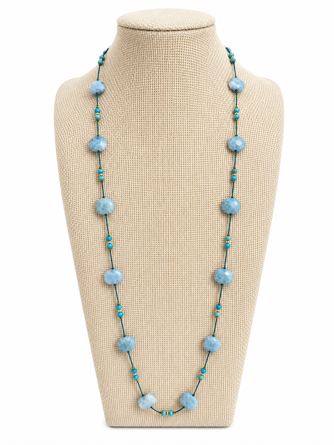Arizona Turquoise & Larimar Necklace in 925 Sterling Silver with 18k Gold Filled Accents