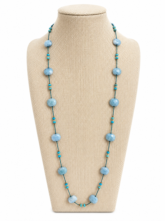 Arizona Turquoise & Larimar Necklace with Gold Filled Accents