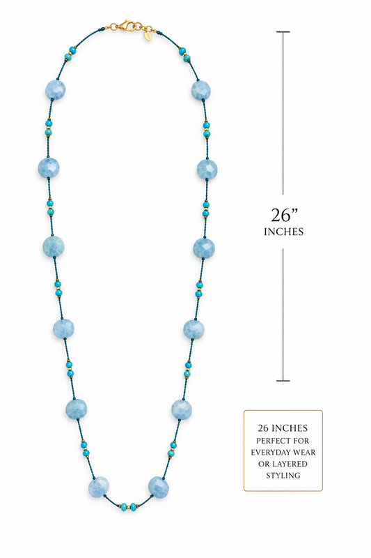Arizona Turquoise & Larimar Necklace with Gold Filled Accents