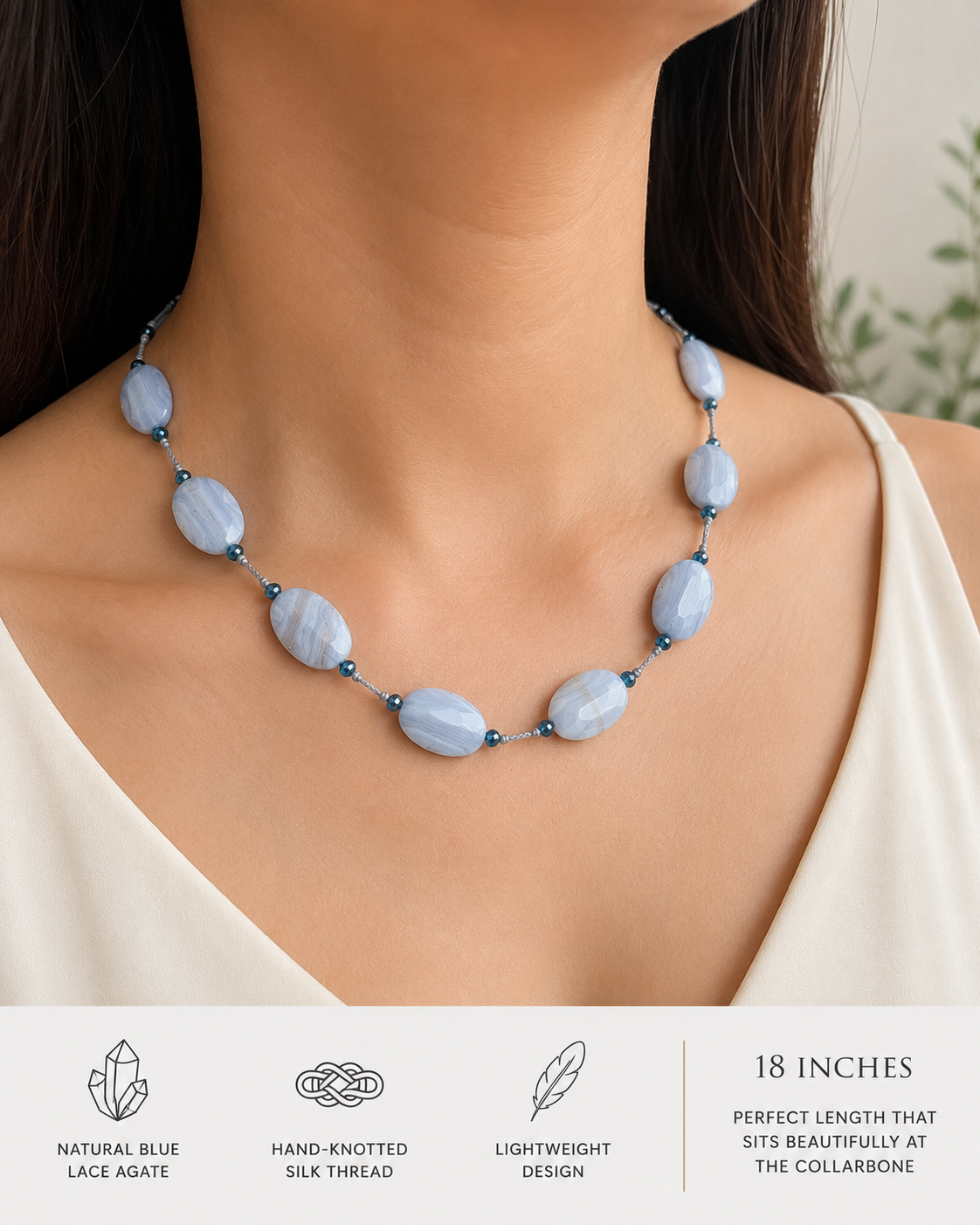 Denim Opal & Blue Topaz Silk Threaded Necklace