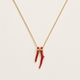 Natural Coral Gemstone Necklace-Gold Filled Chain