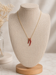 Natural Coral Gemstone Necklace-Gold Filled Chain