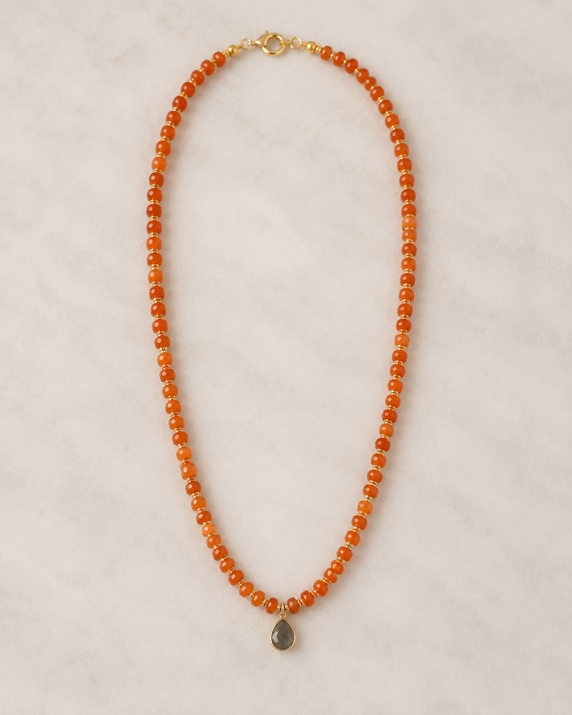 Carnelian Labradorite Necklace with Gold Filled Accents