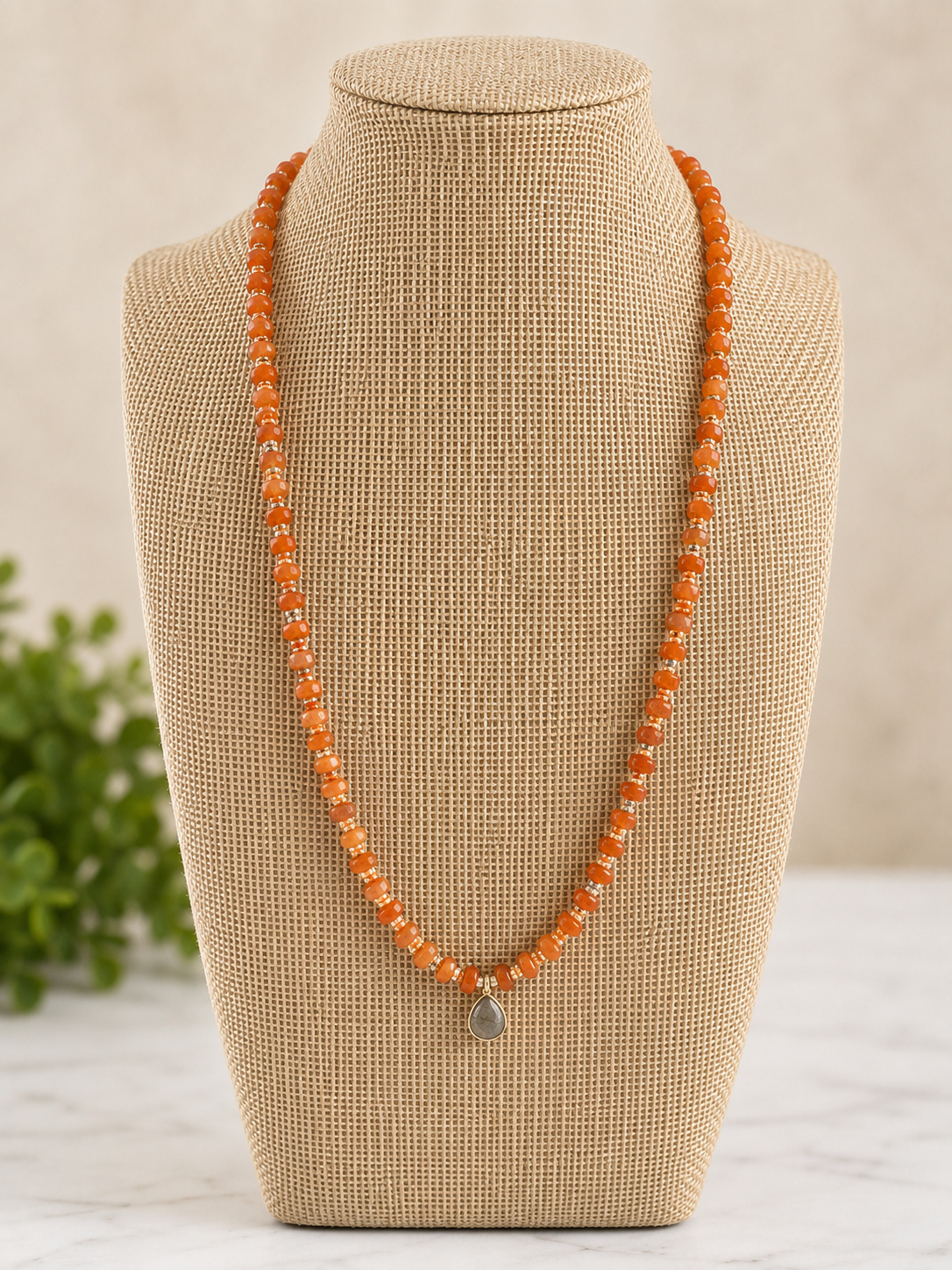 Carnelian Labradorite Necklace with Gold Filled Accents
