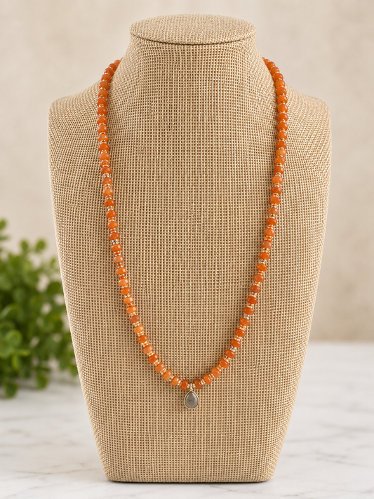Carnelian Labradorite Necklace with Gold Filled Accents