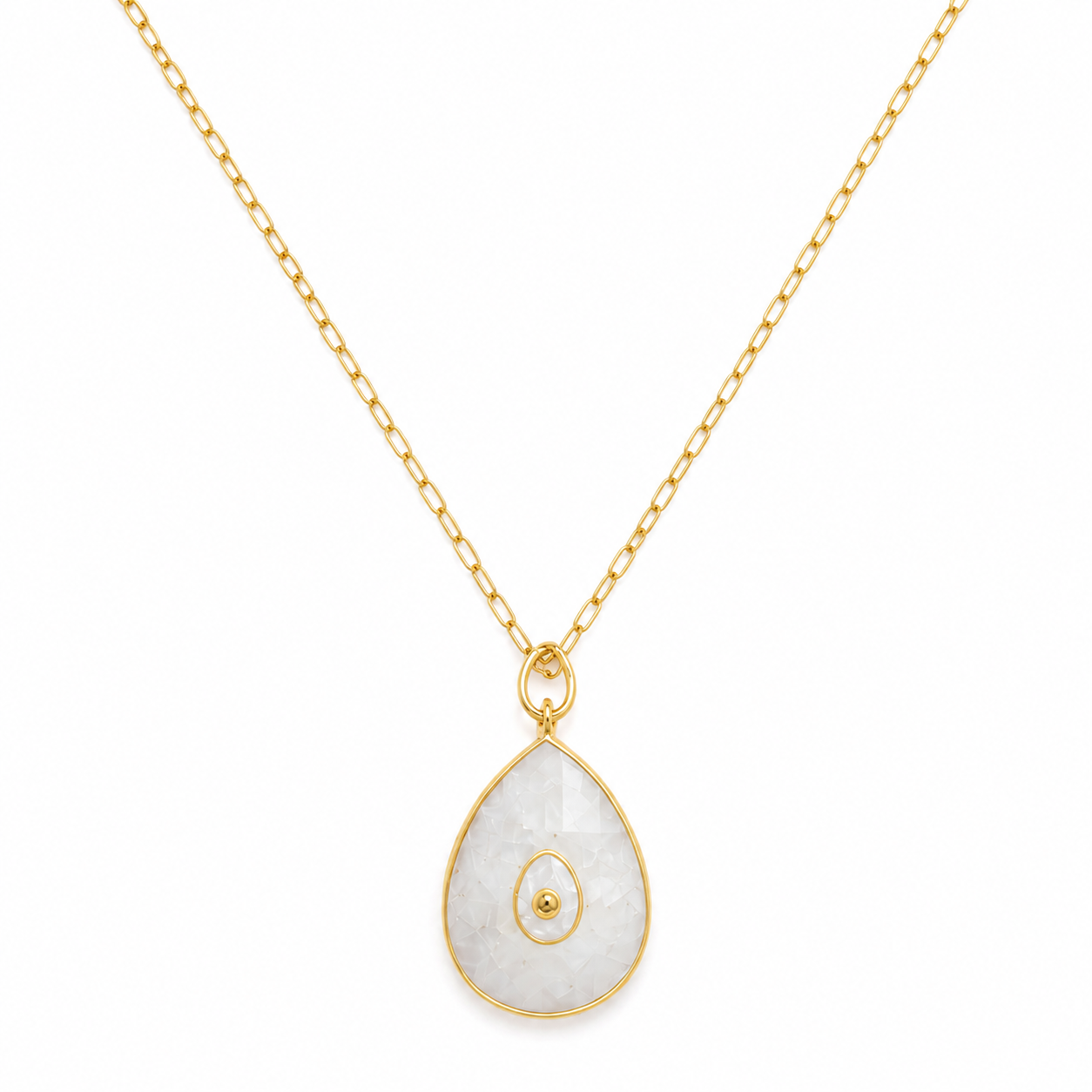 Rainbow Moonstone Bezel Setting Necklace- Gold Filled Chain