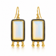 Fire Opal Rectangular Drop Earrings – Black Rhodium & 18K Gold Plated 925 Sterling Silver
