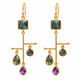 Amethyst, Labradorite & Moss Agate Statement Earrings – 18K Gold Plated 925 Sterling Silver