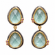 Green Apatite Double Drop Earrings with Pink Tourmaline – Black Rhodium & 18K Gold Plated Sterling Silver