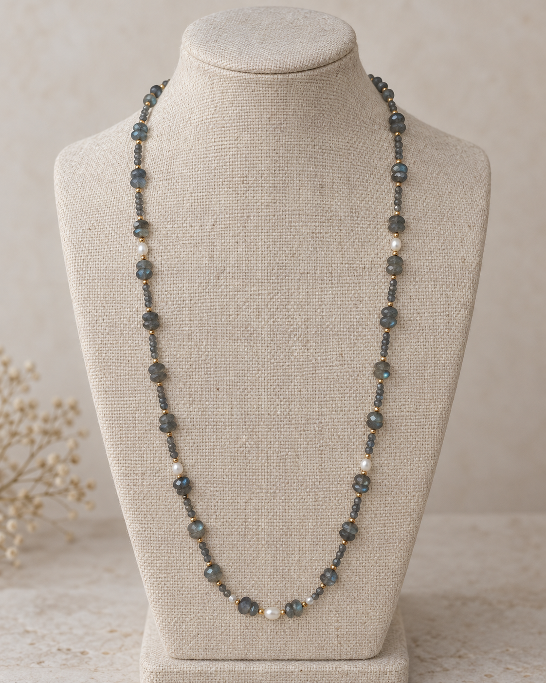 Labradorite & Freshwater Pearl Gold-Filled Necklace