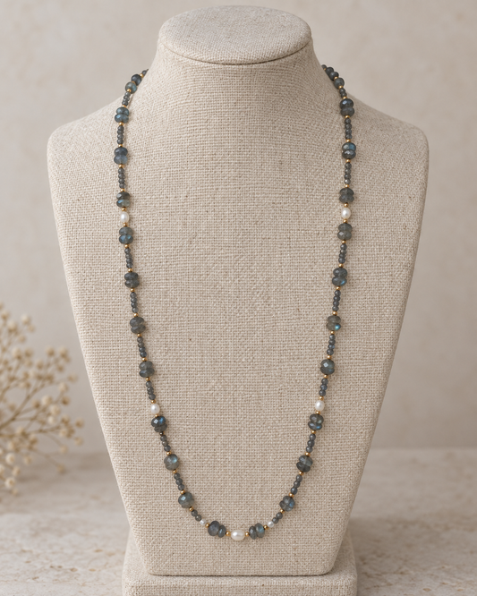 Labradorite & Freshwater Pearl Gold-Filled Necklace