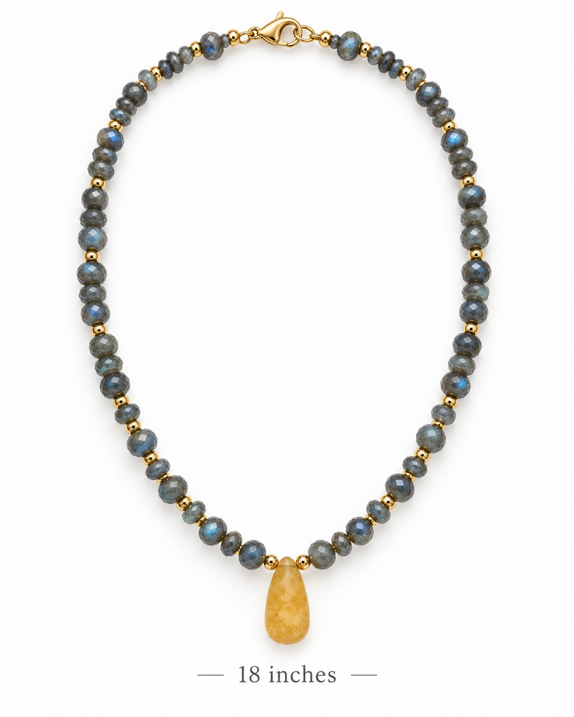Labradorite & Yellow Rutilated Quartz Necklace – Gold Filled