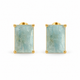 Milky Aquamarine Rectangle Stud Earrings-18K Gold Plated 925 Sterling Silver