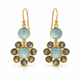 Aqua Chalcedony & Labradorite Floral Drop Earrings – 18K Gold Plated 925 Sterling Silver