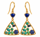 Lapis Lazuli and Arizona Turquoise Triangle Earrings-18k Gold Plated on 925 Sterling Silver