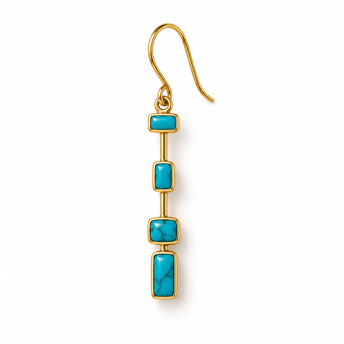 Arizona Turquoise Column Drop Earrings – 18K Gold Plated on 925 Sterling Silver