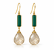 Yellow Rutilated Quartz & Green Onyx Drop Earrings – 18K Gold Plated 925 Sterling Silver