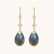 Labradorite, Blue Chalcedony & White Topaz 18K Gold-Plated 925 Sterling Silver Teardrop Earrings