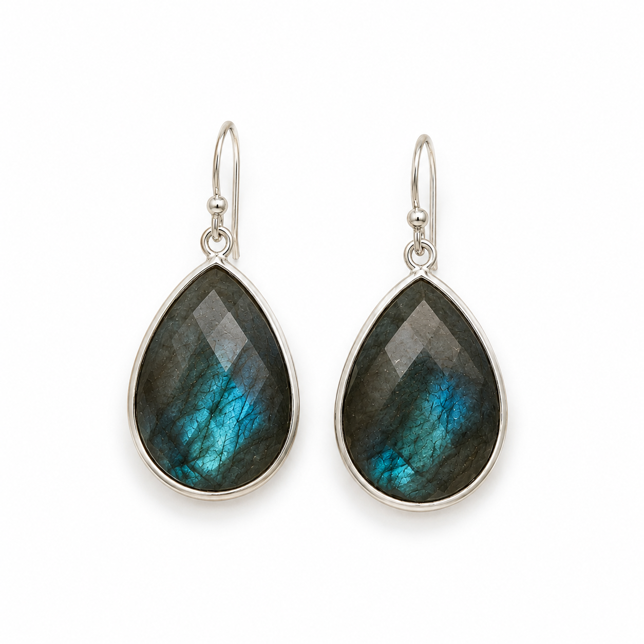Labradorite Teardrop Earrings- 925 Sterling Silver