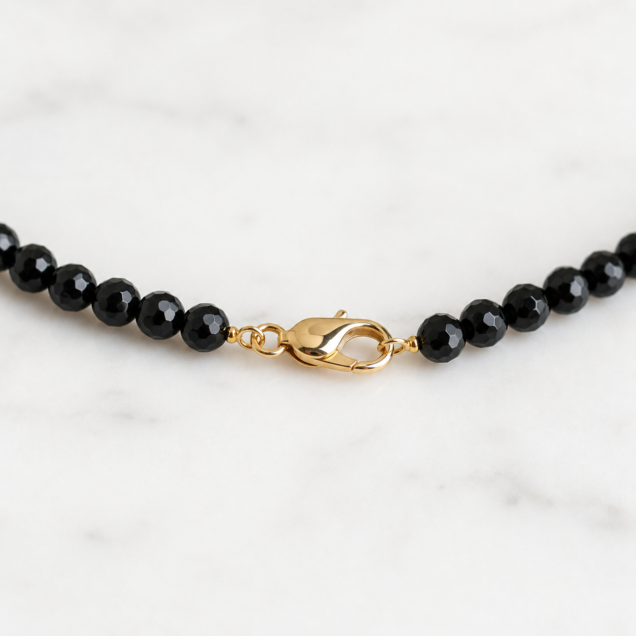 Black Onyx Gemstone Necklace with Pavé Diamonds on Feather Pendant