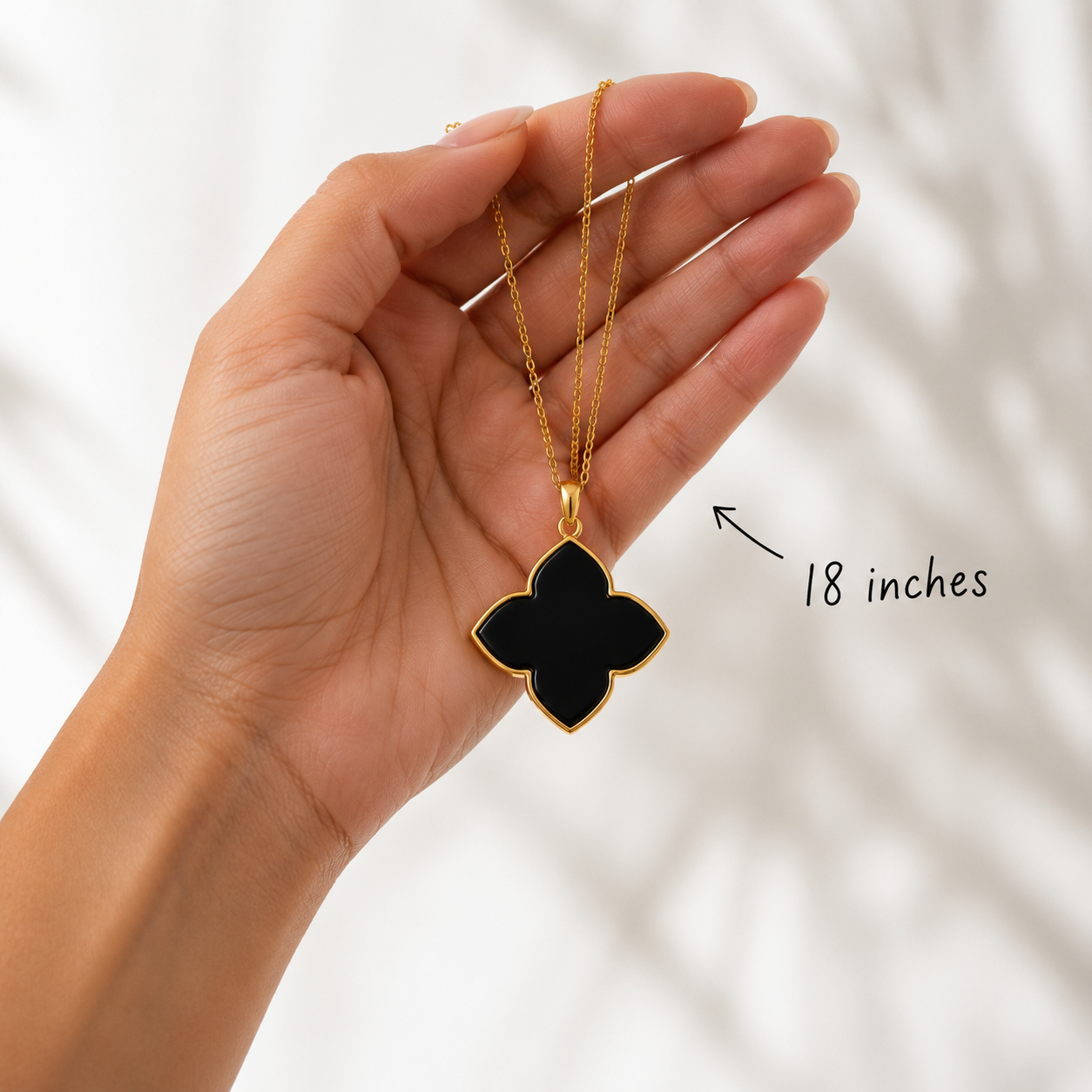 Black Onyx Clover Necklace – 18K Gold Plated on 925 Sterling Silver