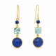 Lapis & Blue Topaz Drop Earrings – 18K Gold Plated on 925 Sterling Silver