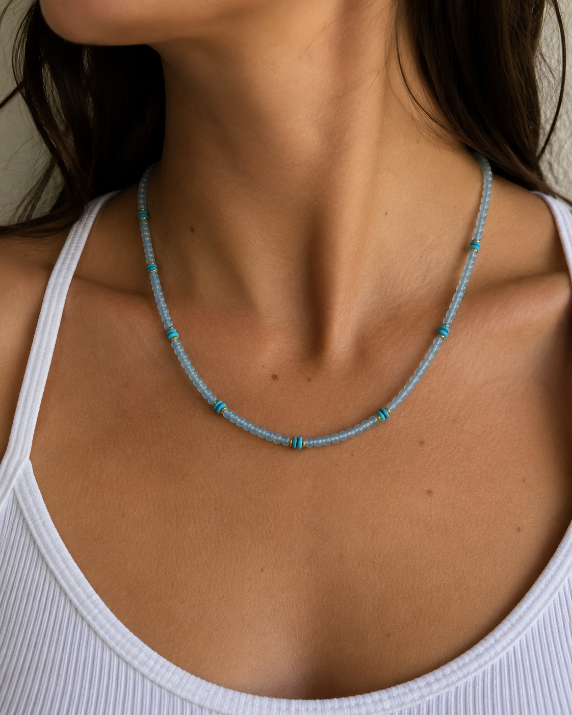 Arizona Turquoise and Aquamarine Gold Filled Necklace