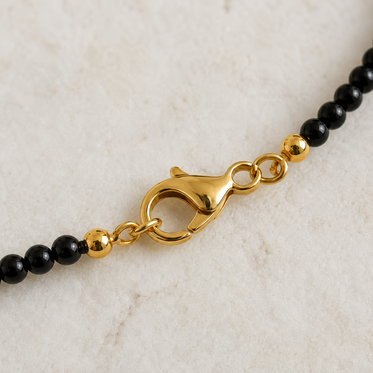 Black Onyx & Labradorite Station Necklace 925 Sterling Silver 18k Gold Plated