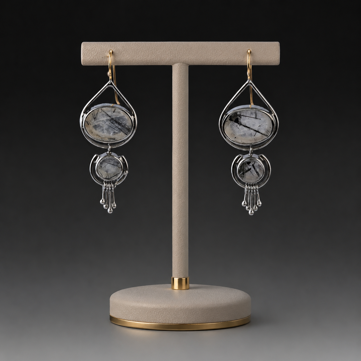 Artisan Black Rutilated Quartz Drip Earrings