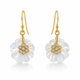 Rainbow Moonstone and White Topaz Flower Earrings- 18k Gold Plated on 925 Sterling Silver