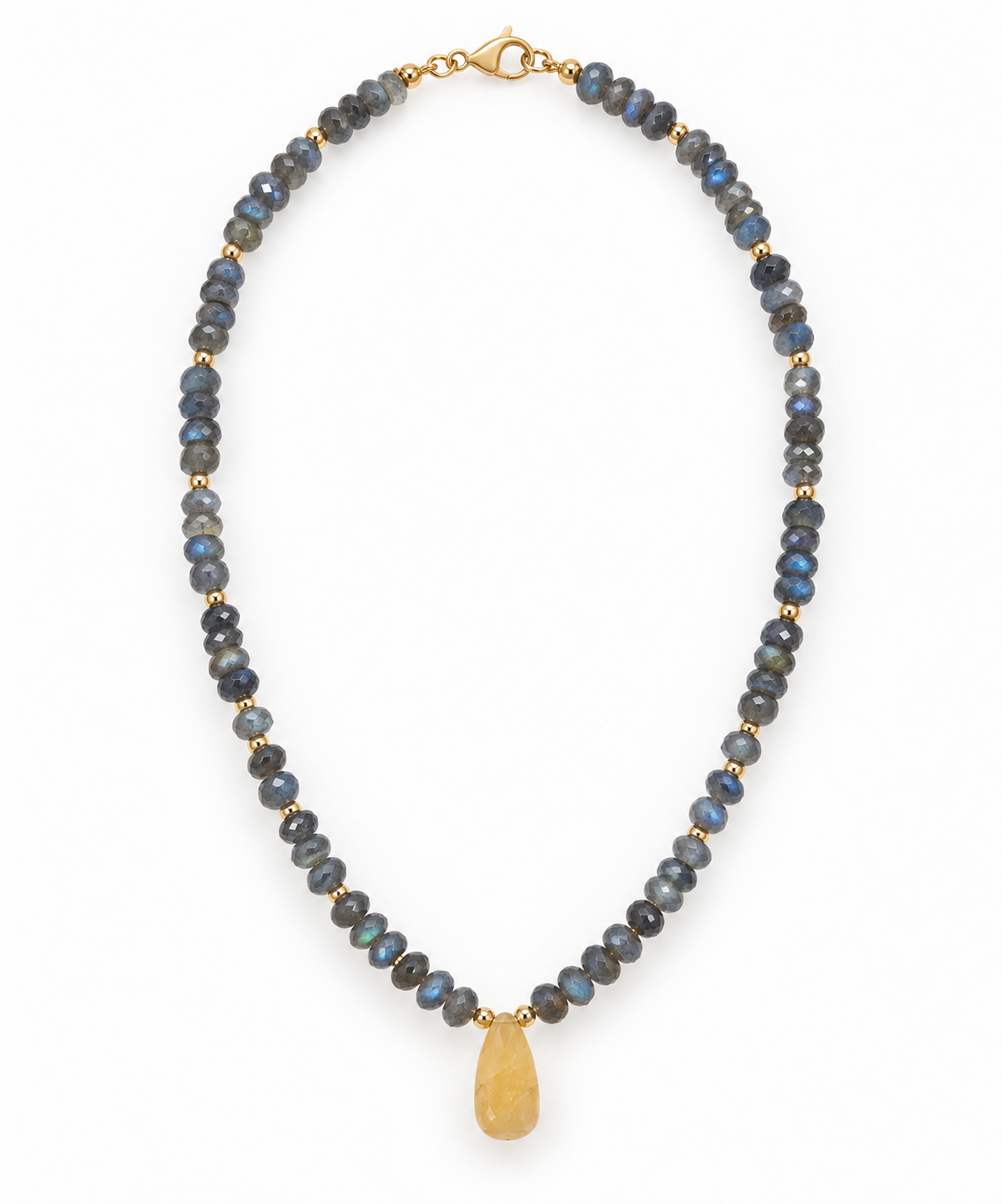 Labradorite & Yellow Rutilated Quartz Necklace – Gold Filled