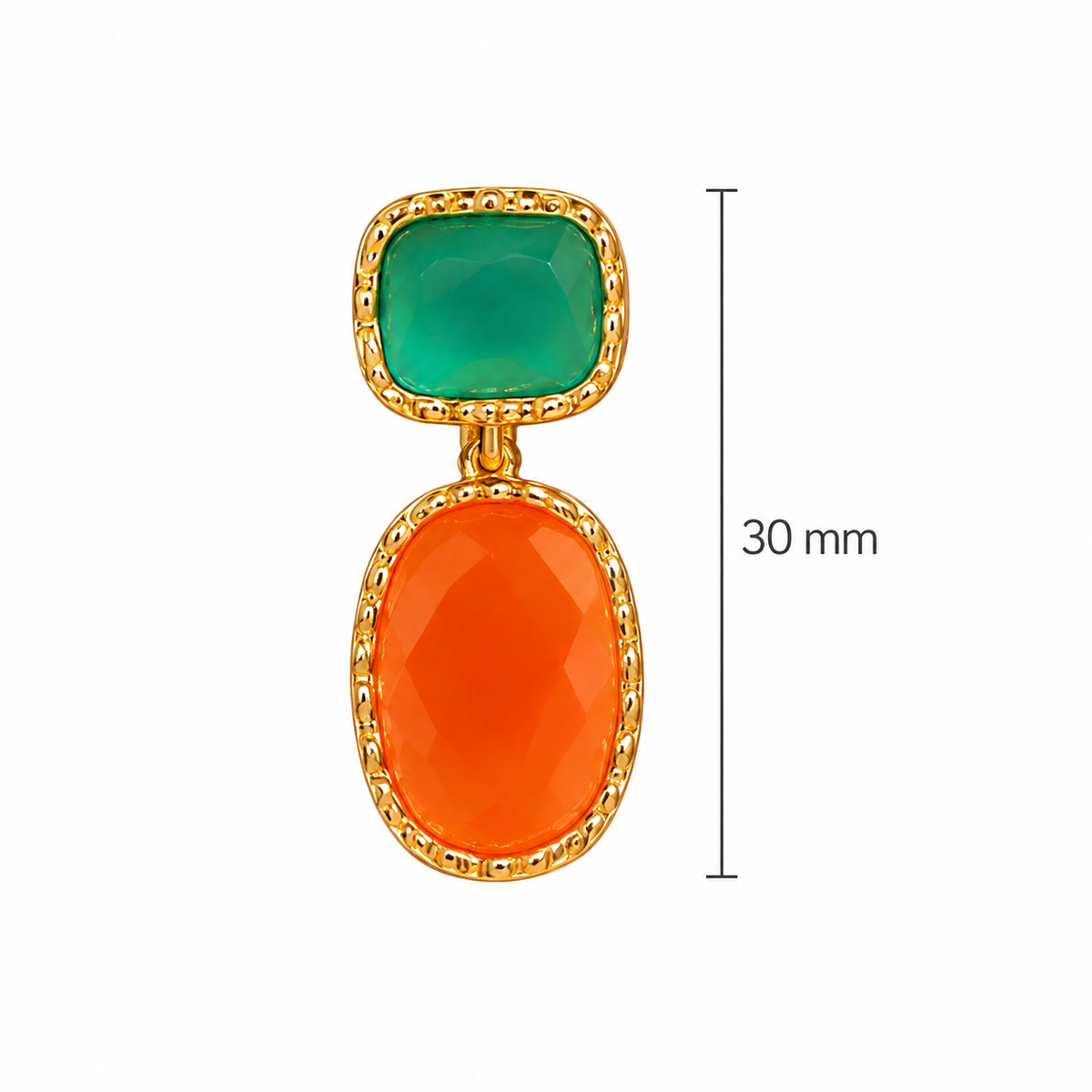 Carnelian & Green Onyx Earrings – 18k Gold Plated on 925 Sterling Silver