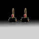Artisan Black Onyx & Ruby Geometric Earrings 18k Gold Plated over 925 Silver